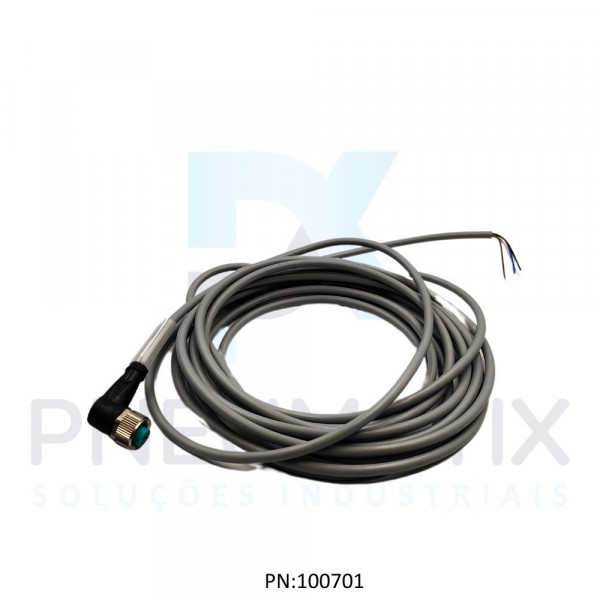 CABO C/CONECTOR 5MTS FEMEA ANGULAR M12 4 POLOS COR CINZA PVC V1-W-5M-PVC PN:032798 PEPPERL