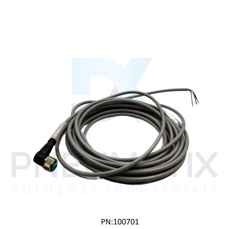 CABO C/CONECTOR 5MTS FEMEA ANGULAR M12 4 POLOS COR CINZA PVC V1-W-5M-PVC PN:032798 PEPPERL