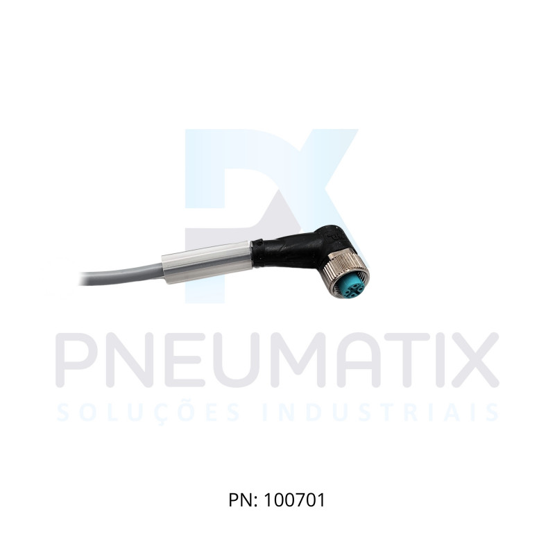 CABO C/CONECTOR 5MTS FEMEA ANGULAR M12 4 POLOS COR CINZA PVC V1-W-5M-PVC PN:032798 PEPPERL
