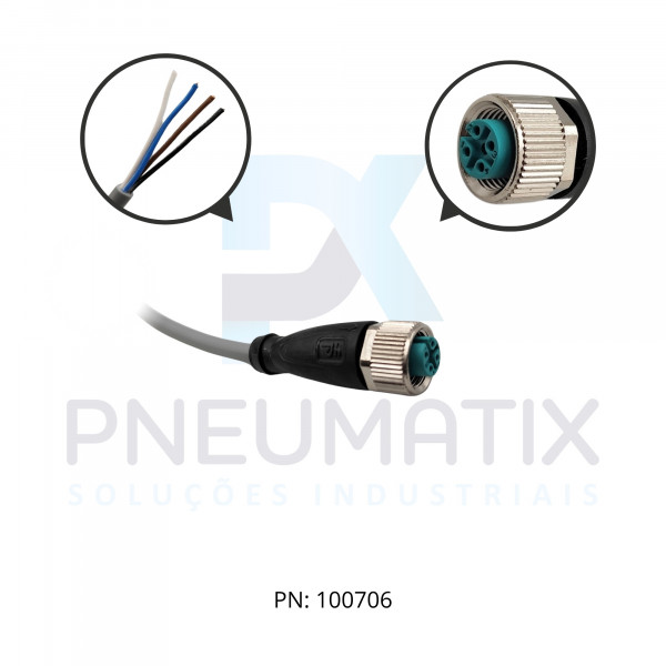 CABO C/CONECTOR 10MTS FEMEA RETO M12 4 POLOS COR CINZA PVC V1-G-10M-PVC PN:035074 PEPPERL