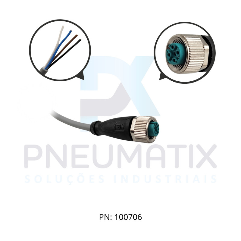 CABO C/CONECTOR 10MTS FEMEA RETO M12 4 POLOS COR CINZA PVC V1-G-10M-PVC PN:035074 PEPPERL