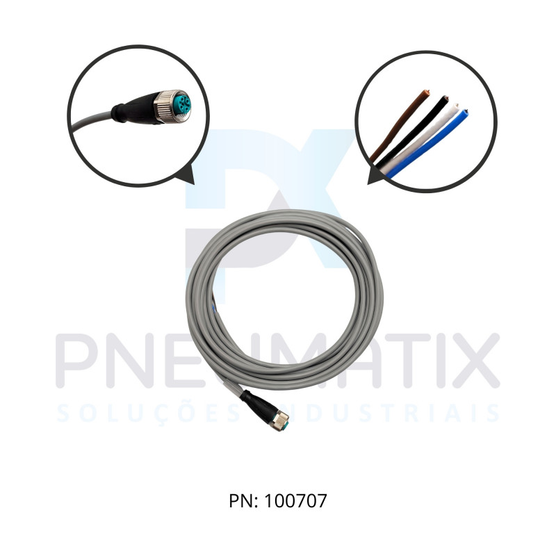 CABO C/CONECTOR 5MTS FEMEA RETO M12 4 POLOS COR CINZA PVC V1-G-5M-PVC PN:035073 PEPPERL