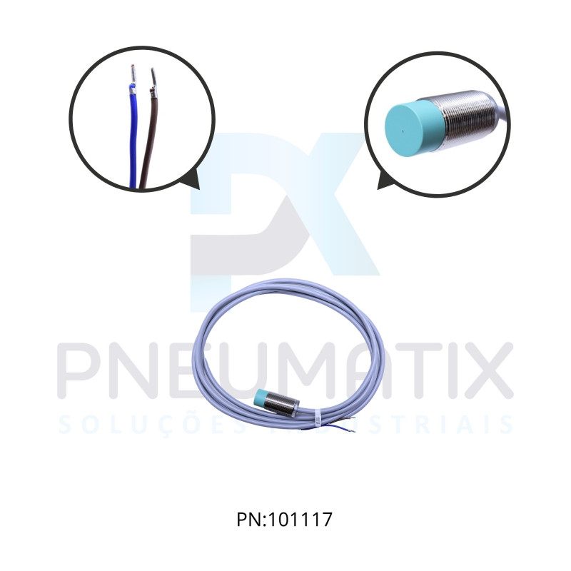 SENSOR IND.CIL.DIAM.18MM Sn:8MM N.FAC.ALIM.5-60VDC 2 FIOS NA CABO 2MTS NBN8-18GM40-Z0 PN:088204 PEPPERL
