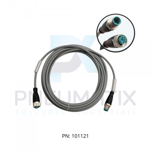 CABO C/CONECTOR 5MTS FEMEA RETO M12 4 POLOS COR CINZA PVC V1-G-5M-PVC-V1-G PN:114701 PEPPERL