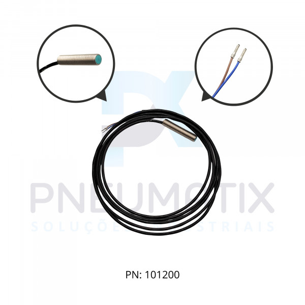 SENSOR IND.CIL.DIAM.8MM Sn:1,5MM FAC.ALIM.5-60VDC 2 FIOS NF CABO 2MTS NCB1,5-8GM40-Z1 PN:126098 PEPPERL