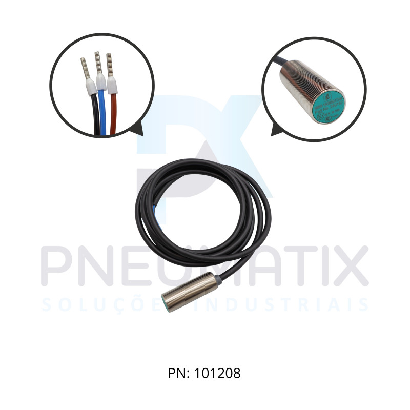 SENSOR IND.CIL.DIAM.18MM Sn:8MM FAC.ALIM.5-60VDC T.MAX.85OC IP69K PNP/NF CABO 2MTS NBB8-18GM50-E3-M PN:240167 PEPPERL
