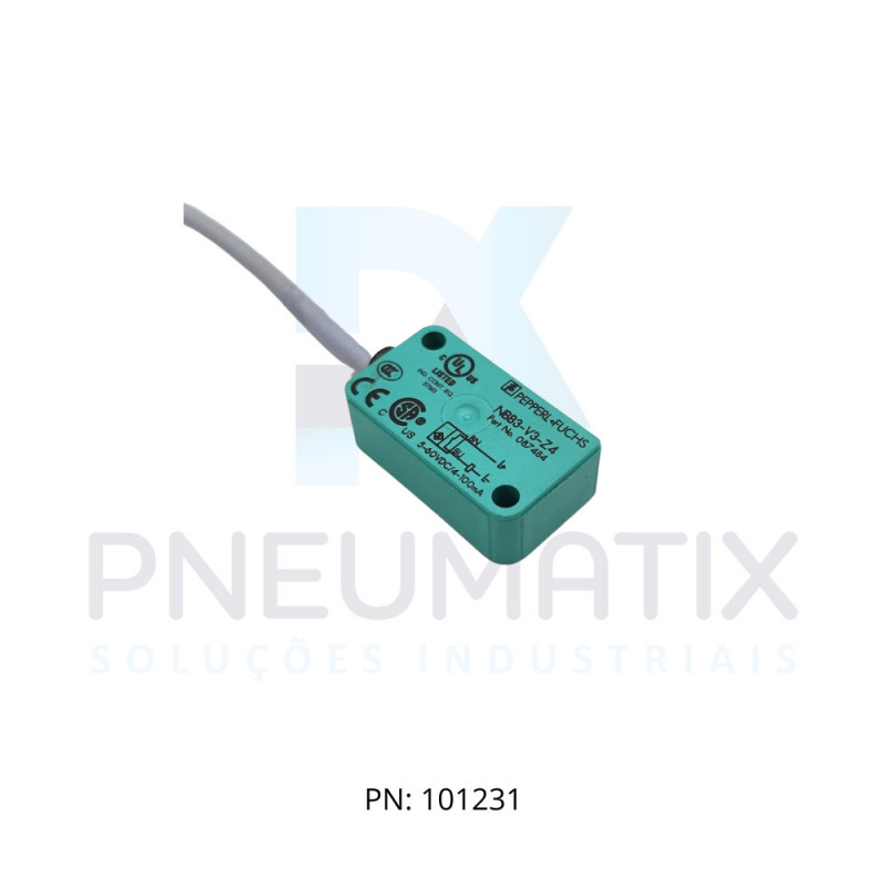 SENSOR IND.RETANGULAR Sn:3MM FAC.ALIM.5-60VDC 2 FIOS NA CABO 2MTS NBB3-V3-Z4 PN:087484 PEPPERL