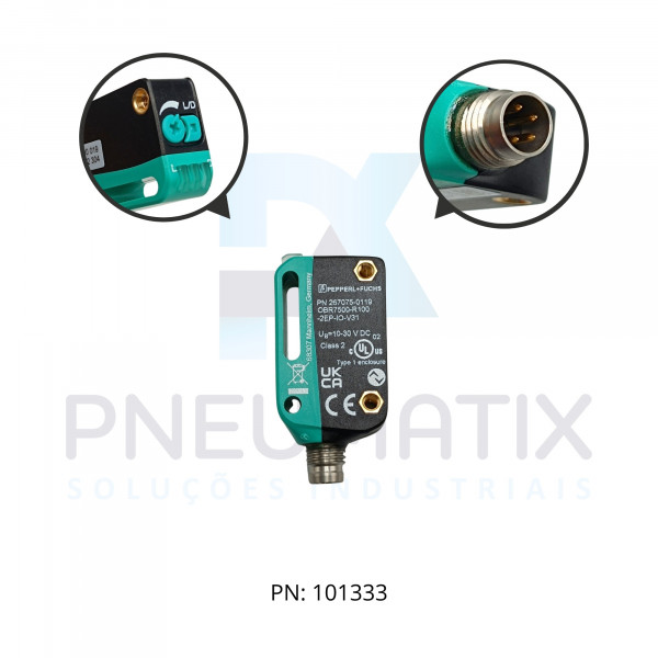 SENSOR FOTOEL.RETAN.Sn:7,5M TIPO RETRO-REFLEX.ALIM.10-30VDC PNP/NPN NA/NF OBR7500-R100-2EP-IO-V31 PN:267075-0119 PEPPERL