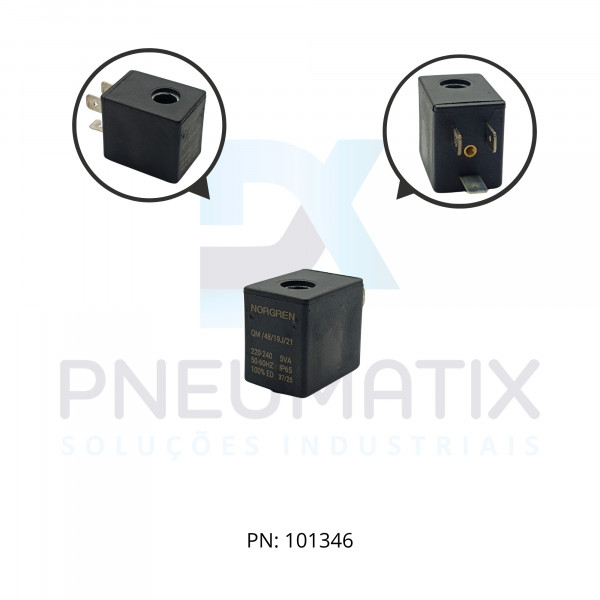 BOBINA TENSAO 220VAC POTENCIA 5,0VA TAM.22MM NUCLEO 9,2MM SERIE V51 QM/48/19J/21 NORGREN