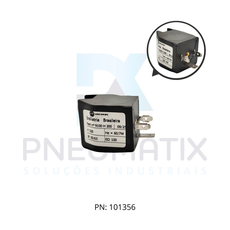 BOBINA TENSAO 220VAC POTENCIA 15VA TAM.30MM NUCLEO 10MM SERIE CLICK ON 0000000.9100.22060 NORGREN