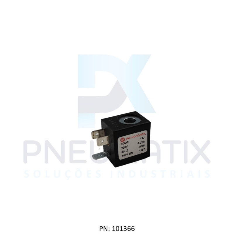 BOBINA TENSAO 220VAC POTENCIA 6,0VA TAM.22MM NUCLEO 9,2MM SERIE V51 QM/51/19J/21 NORGREN