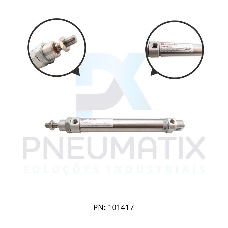 CILINDRO MINI ISO MAGNETICO AMORTECEDOR FIXO DIAM.25MM X CURSO 125MM RM/8025/M/125 NORGREN