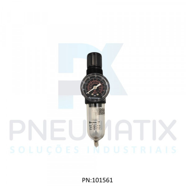 FILTRO REGULADOR DE PRESSAO MINI R.1/4 BSPP COPO POLICARBONATO DRENO MANUAL 5 MICRAS C/MANOMETRO B07-202-M1KG NORGREN