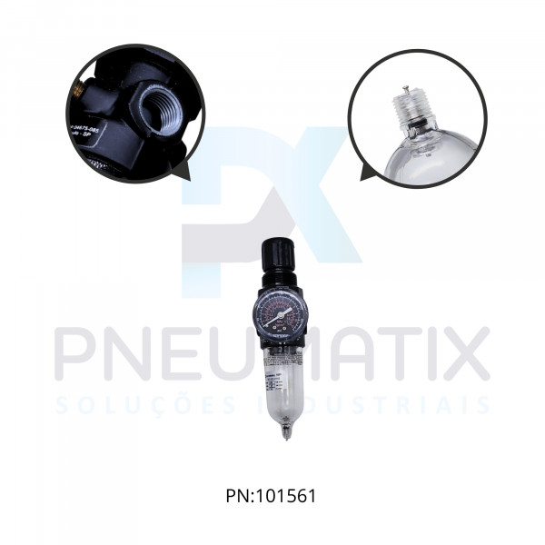 FILTRO REGULADOR DE PRESSAO MINI R.1/4 BSPP COPO POLICARBONATO DRENO MANUAL 5 MICRAS C/MANOMETRO B07-202-M1KG NORGREN FILTRO REGULADOR DE PRESSAO MINI R.1/4 BSPP COPO POLICARBONATO DRENO MANUAL 5 MICRAS C/MANOMETRO B07-202-M1KG NORGREN