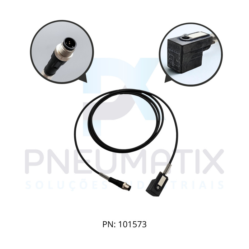 CABO C/CONECTOR P/BOBINA FORMATO BI 2+P TENSAO 24VAC/VDC C/LED CABO 2MTS M12 VMBI-2+P-2M-PUR-V1-G PN:456880 PEPPERL