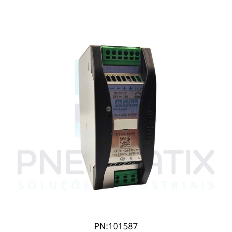 FONTE CHAVEADA MONOFASICA EMPARRO ALIM.85-265VAC/90-250VDC SAIDA 24-28VDC CORRENTE 5A ME85440 MURRELEKTRONIK