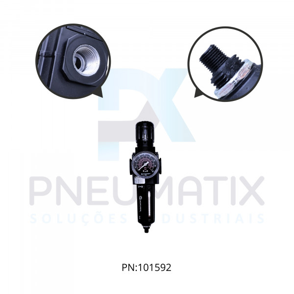FILTRO REGULADOR DE PRESSAO R.1/2 NPT COPO METALICO DRENO AUTOMATICO 40 MICRAS C/MANOMETRO B73G-4AK-AD3-RMG NORGREN FILTRO REGULADOR DE PRESSAO R.1/2 NPT COPO METALICO DRENO AUTOMATICO 40 MICRAS C/MANOMETRO B73G-4AK-AD3-RMG NORGREN