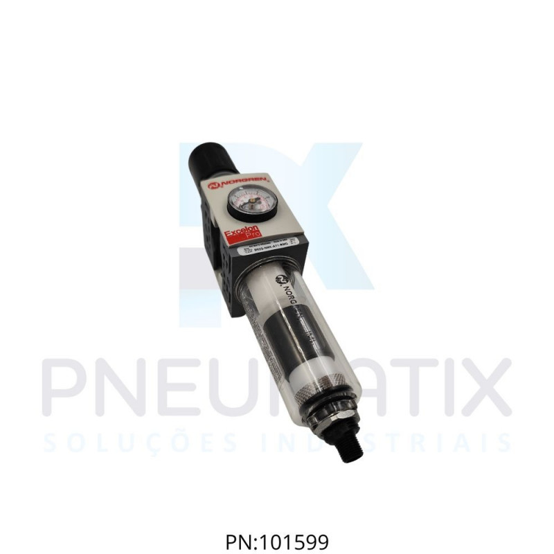 FILTRO REGULADOR DE PRESSAO S/ROSCA COPO POLICARBONATO DRENO AUTOMATICO 5 MICRAS C/MANOMETRO B92G-NNK-AT1-RMG NORGREN
