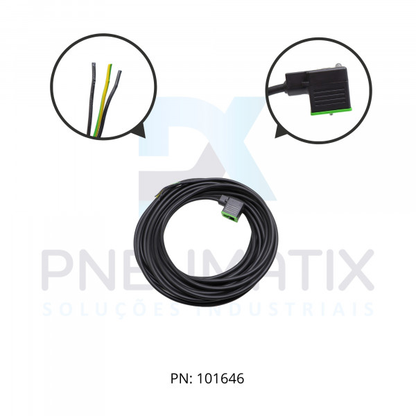 CABO C/CONECTOR 10MTS P/BOBINA FORMATO BI C/LED TENSAO 24VAC/VDC 2 POLOS COR PRETO 711021-6161000 MURRELEKTRONIK