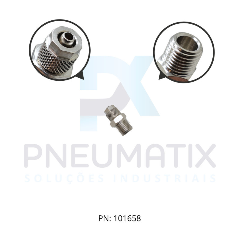 CONEXAO RETA MACHO METALICA PUSH ON 06MM X R.1/4 BSPT 241250628 NORGREN