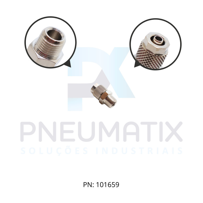 CONEXAO RETA MACHO METALICA PUSH ON 06MM X R.1/8 BSPT 241250618 NORGREN