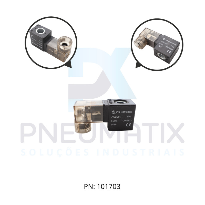 BOBINA TENSAO 220VCC POTENCIA 2,5 WATTS TAM.15MM NUCLEO 8,0MM C/PLUG SERIE V50 QM/50/19J/28 NORGREN BOBINA TENSAO 220VCC POTENCIA 2,5 WATTS TAM.15MM NUCLEO 8,0MM C/PLUG SERIE V50 QM/50/19J/28 NORGREN