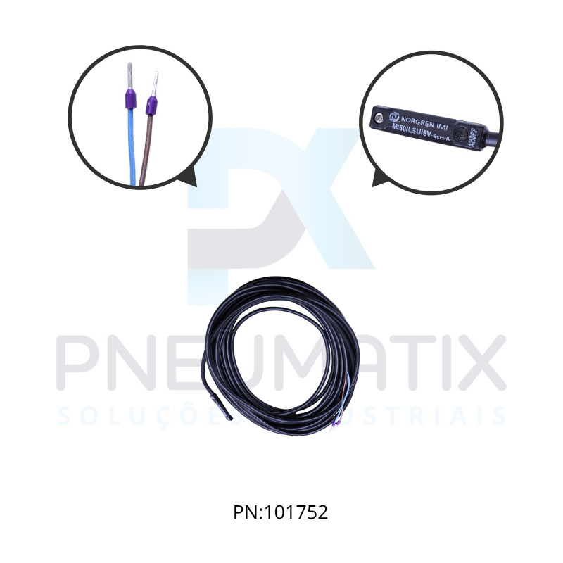 SENSOR MAGNETICO P/CIL.ALIM.10-240VAC 10-170VCC REED SWITCH NA CABO 5 MTS M/50/LSU/5V NORGREN SENSOR MAGNETICO P/CIL.ALIM.10-240VAC 10-170VCC REED SWITCH NA CABO 5 MTS M/50/LSU/5V NORGREN