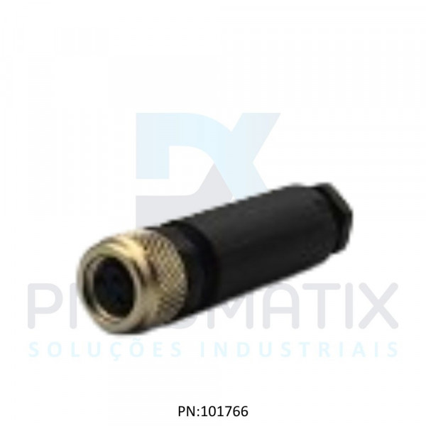 CONECTOR FEMEA RETO M8 3 POLOS PARAFUSAVEL IP67 FIO 0,14-0,5MM2 TENSAO MAX.60VAC/VDC 4A MAX.V3-GM PN:229287 PEPPERL