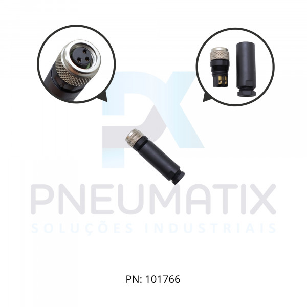 CONECTOR FEMEA RETO M8 3 POLOS PARAFUSAVEL IP67 FIO 0,14-0,5MM2 TENSAO MAX.60VAC/VDC 4A MAX.V3-GM PN:229287 PEPPERL