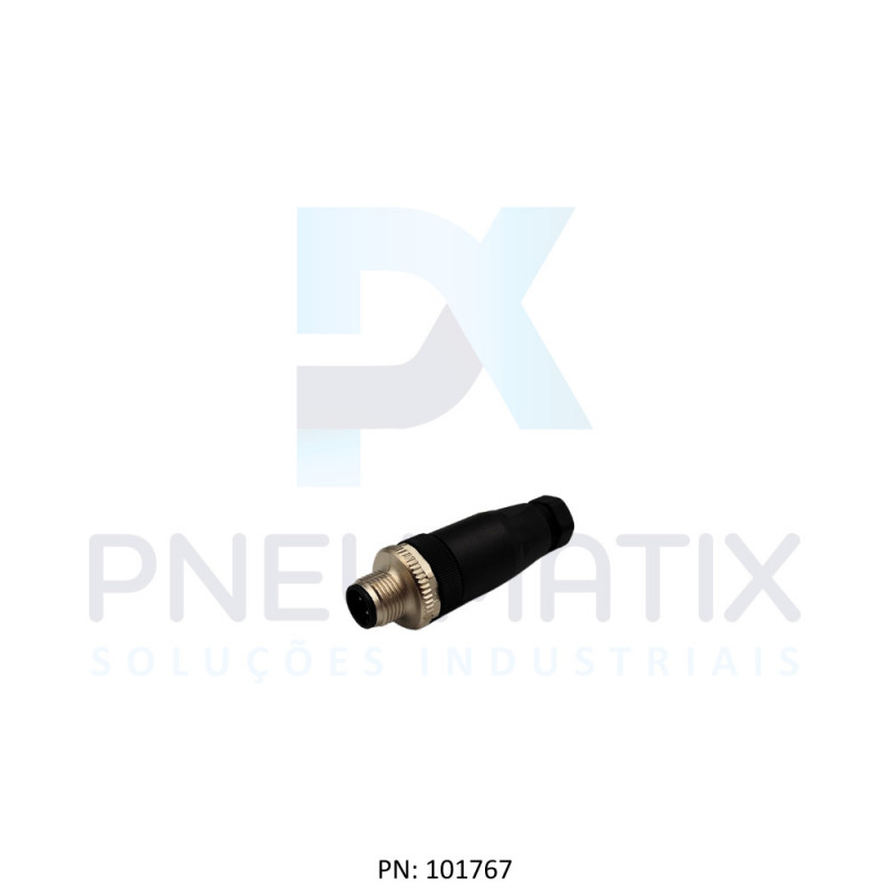 CONECTOR MACHO RETO M12 4 POLOS PARAFUSAVEL IP67 FIO 0,75MM TENSAO MAX.250VAC/VDC 4A V1S-G-BK PN:224885 PEPPERL
