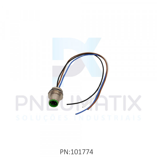 CONECTOR MACHO RETO M12 A-COD. 4P.P/PAINEL FIO 0,34MM2 X 20CM TEN.MAX.250VAC/VCC 4A MAX. 713501-9710020 MURRELEKTRONIK