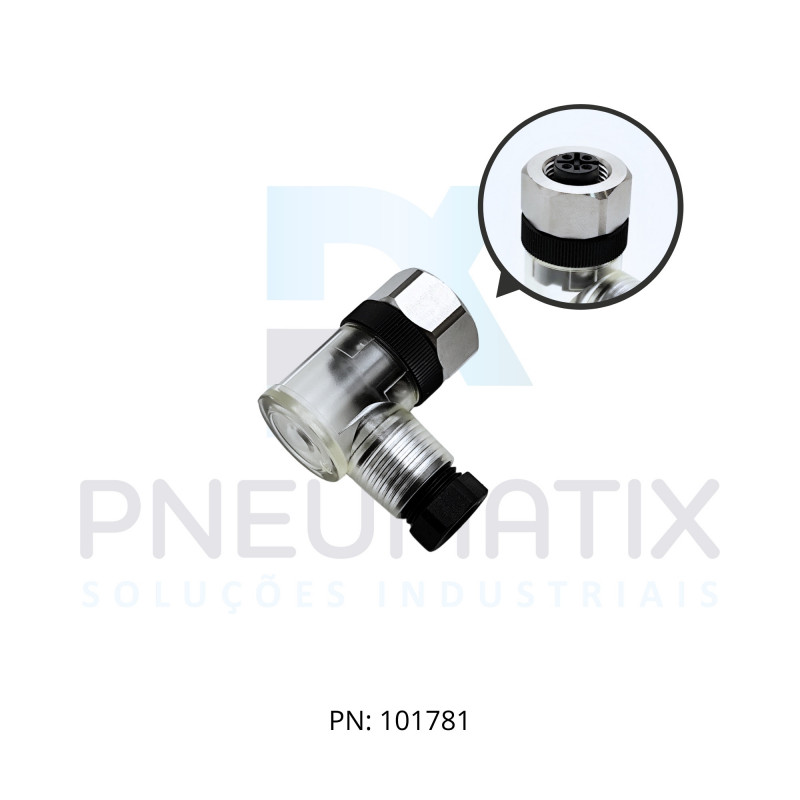 CONECTOR FEMEA ANGULAR M12 4P PARAFUSAVEL IP67 FIO 0,75MM2 TENSAO MAX.250VAC/VCC 4A MAX.C/LED V1-WV2A PN:117131 PEPPERL