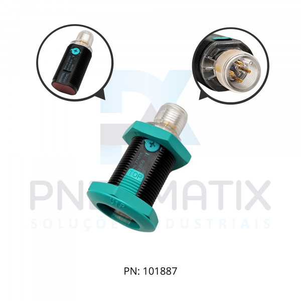 SENSOR FOTO RETROFLEXIVO P/VIDRO Sn:6,5MM TP.RETRO-REFLEX.ALIM.10-30VDC PNP GLV18-55-G/73/120 PN:214916 PEPPERL