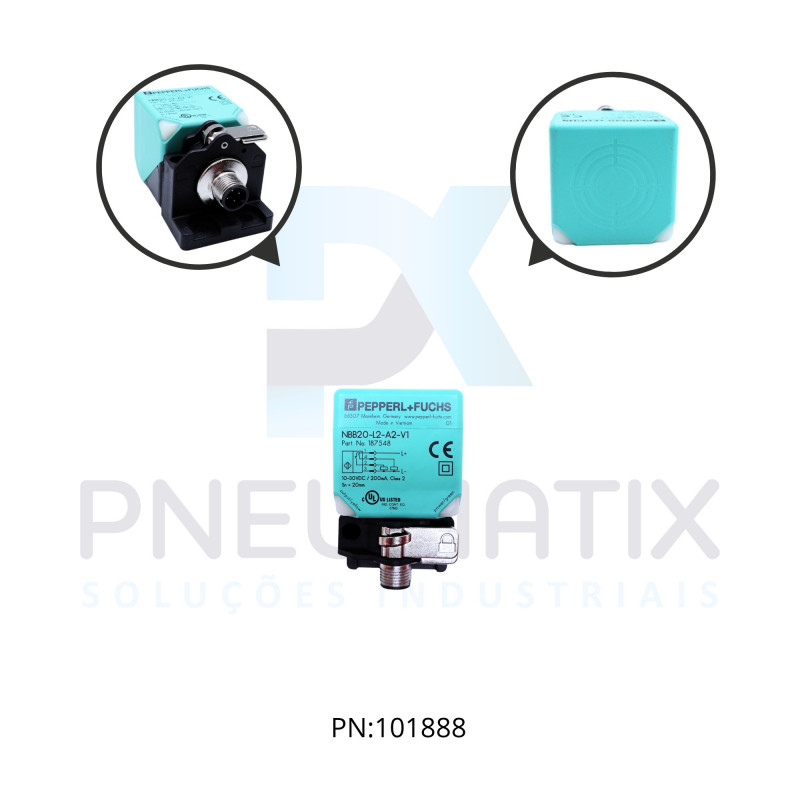 SENSOR IND.RETANGULAR Sn:20MM FAC.ALIM.10-30VDC PNP NA/NF M12 NBB20-L2-A2-V1 PN:187548 PEPPERL SENSOR IND.RETANGULAR Sn:20MM FAC.ALIM.10-30VDC PNP NA/NF M12 NBB20-L2-A2-V1 PN:187548 PEPPERL