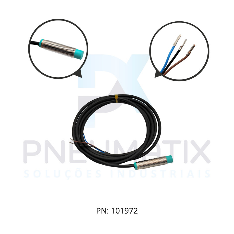 SENSOR IND.CIL.DIAM.12MM Sn:8MM N.FAC.ALIM.10-30VDC PNP NA CABO 2MTS NBN8-12GM50-E2 PN:326161-0054 PEPPERL