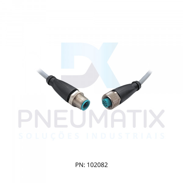 CABO C/CONECTOR 3MTS FEMEA RETO M12 4 POLOS COR CINZA PVC V1-G-3M-PVC-V1-G PN:192068 PEPPERL