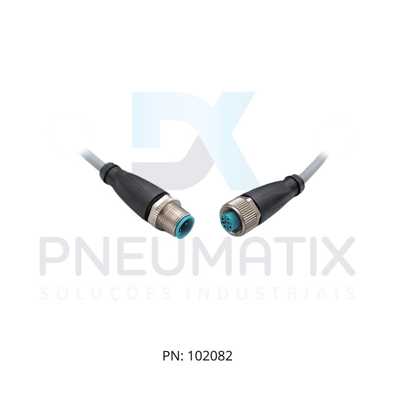 CABO C/CONECTOR 3MTS FEMEA RETO M12 4 POLOS COR CINZA PVC V1-G-3M-PVC-V1-G PN:192068 PEPPERL