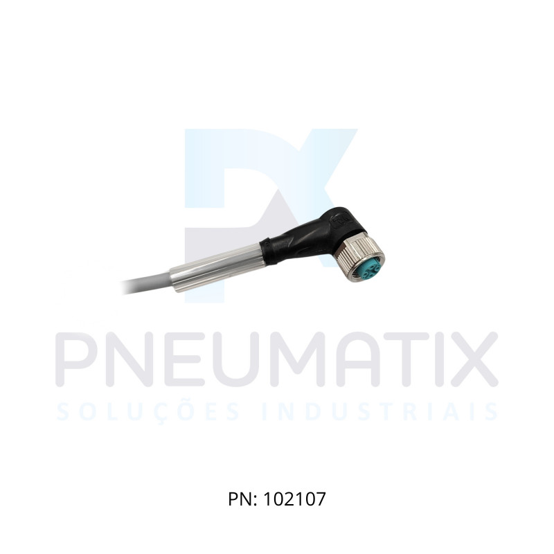 CABO C/CONECTOR 10MTS FEMEA ANGULAR M12 4 POLOS COR CINZA PUR V1-W-10M-PUR PN:040066 PEPPERL