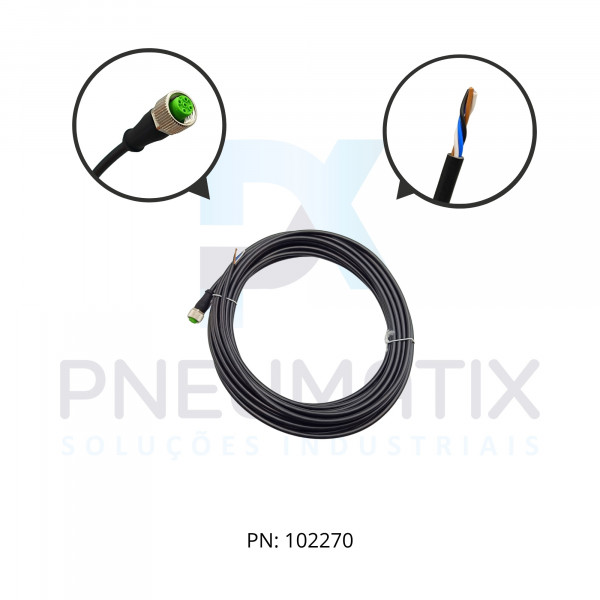 CABO C/CONECTOR 10MTS FEMEA RETO M12 4 POLOS COR PRETO PVC 712221-6141000 MURRELEKTRONIK