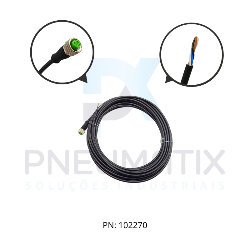 CABO C/CONECTOR 10MTS FEMEA RETO M12 4 POLOS COR PRETO PVC 712221-6141000 MURRELEKTRONIK