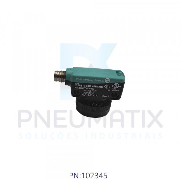 SENSOR DE TRIANGULACAO C/SUPRESSAO DE PLANO DE FUNDO OBT300-R103-2EP-IO-V31 PN:267075-100263 PEPPERL