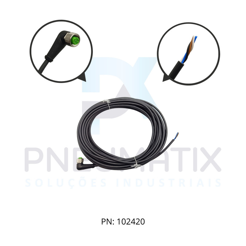 CABO C/CONECTOR 10MTS FEMEA ANGULAR M12 4 POLOS COR PRETO PVC 712341-6141000 MURRELEKTRONIK