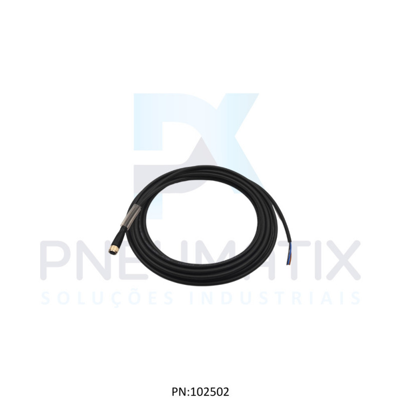 CABO C/CONECTOR 5MTS FEMEA RETO M8 3 POLOS COR PRETO PUR V3-GM-BK5M-PUR-U PN:217480 PEPPERL