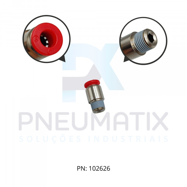 CONEXAO RETA MACHO TUBO 06MM X R.1/8 BSPT C/SEXTAVADO INTERNO C012A0618 NORGREN