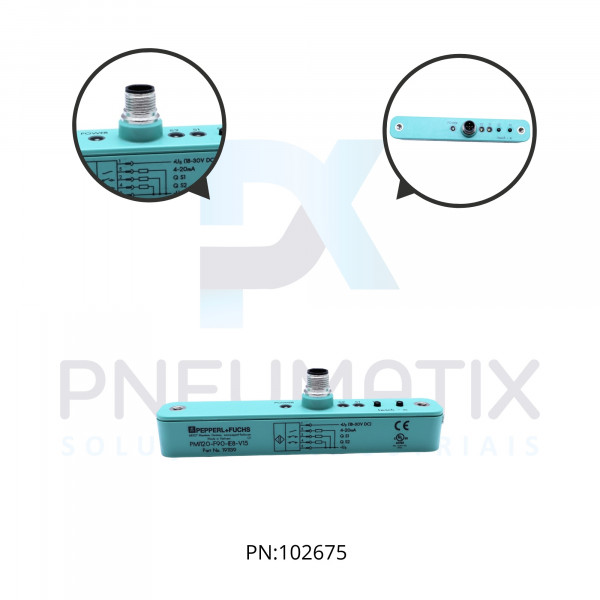 SENSOR IND.POSIC.LINEAR Sn:120MM ALIM.10-30VDC SAIDA 4-20mA+2NA PNP M12 5P IP67 PMI120-F90-IE8-V15 PN:191139 PEPPERL SENSOR IND.POSIC.LINEAR Sn:120MM ALIM.10-30VDC SAIDA 4-20mA+2NA PNP M12 5P IP67 PMI120-F90-IE8-V15 PN:191139 PEPPERL