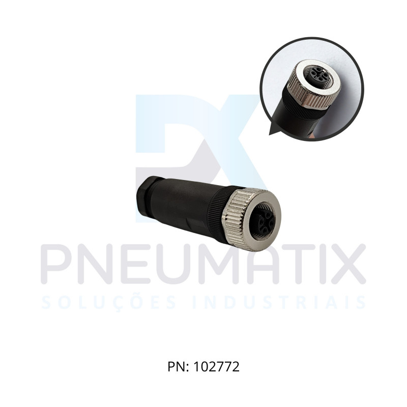 CONECTOR FEMEA RETO M12 4 POLOS PARAFUSAVEL IP67 FIO 0,75MM TENSAO 250VAC/VCC 4A MAX.V1-G-PG9 PN:200770 PEPPERL
