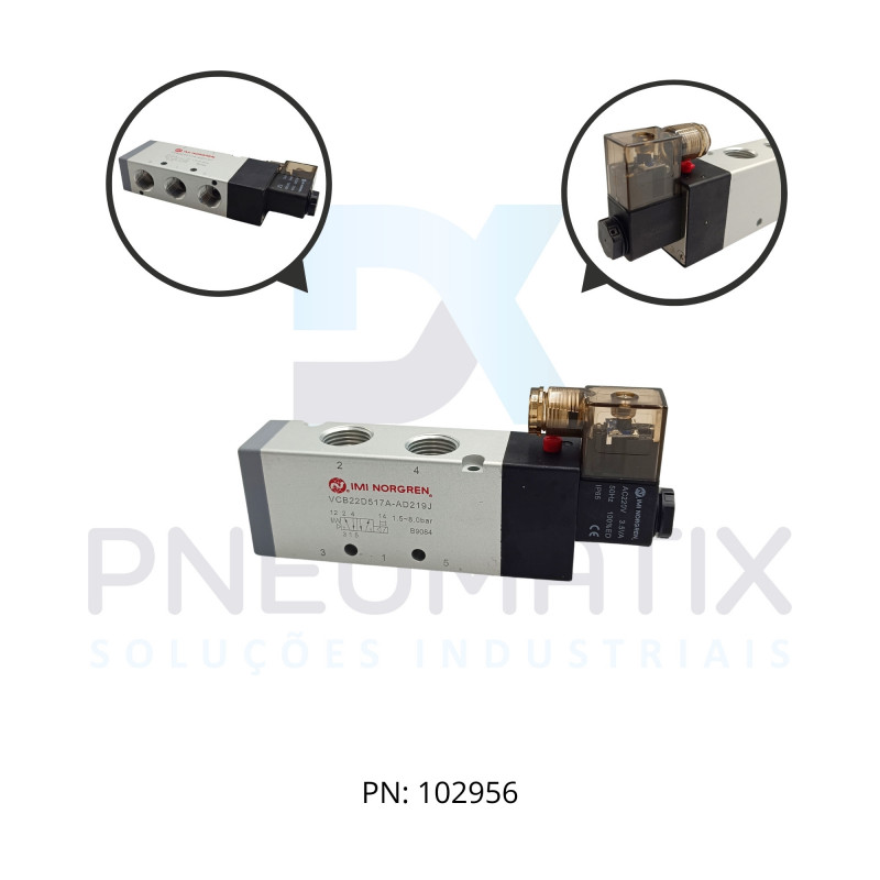 VALVULA IN LINE S.SOL.5/2V R.1/2 BSPP 220VAC VCB22D517A-AD219J NORGREN VALVULA IN LINE S.SOL.5/2V R.1/2 BSPP 220VAC VCB22D517A-AD219J NORGREN
