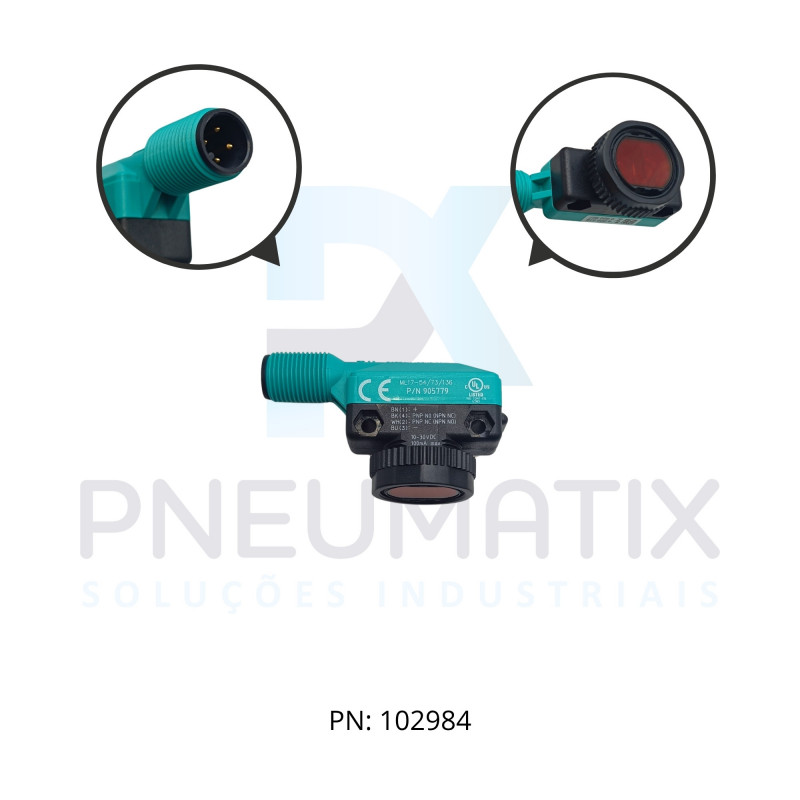 SENSOR FOTOELETRICO RETROREFLEXIVO Sn:5MM ALIM.10-30VDC ML17-54/73/136 PN:905779 PEPPERL