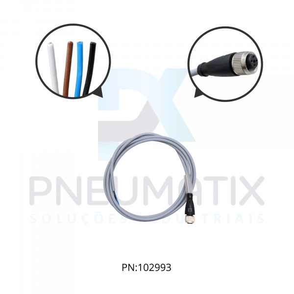 CABO C/CONECTOR 2MTS FEMEA RETO M12 4 POLOS COR CINZA PUR V1-G-2M-PUR PN:109434 PEPPERL