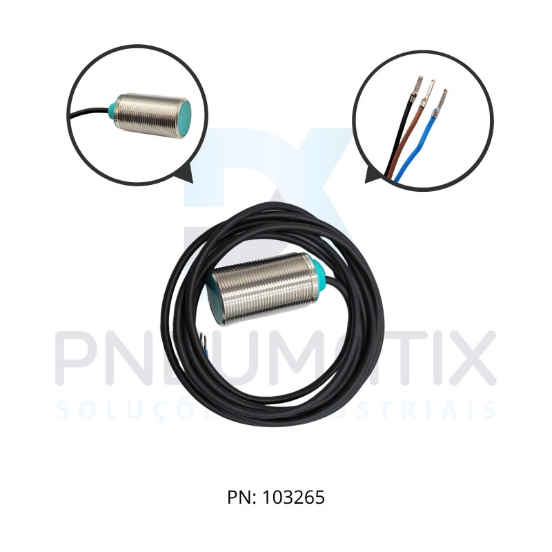 SENSOR IND.CIL.DIAM.30MM Sn:10MM FAC.ALIM.10-30VDC PNP NA CABO 2MTS NBB10-30GM50-E2 PN:326161-0164 PEPPERL